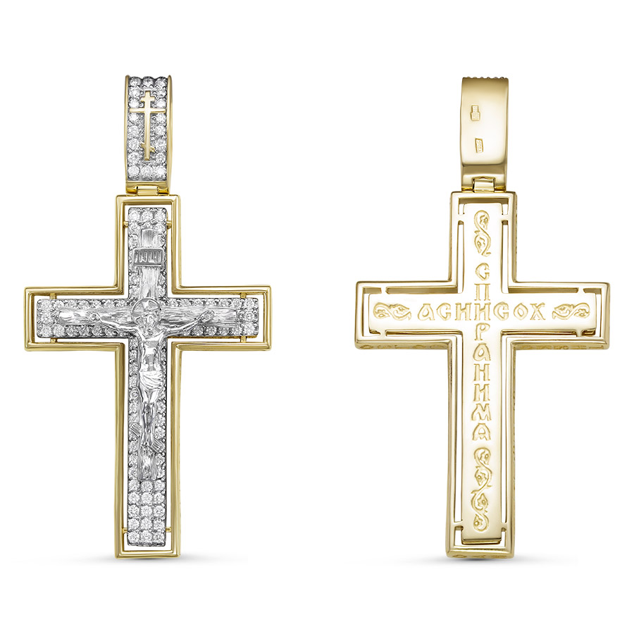 Крест, золото, бриллиант, 11-0605